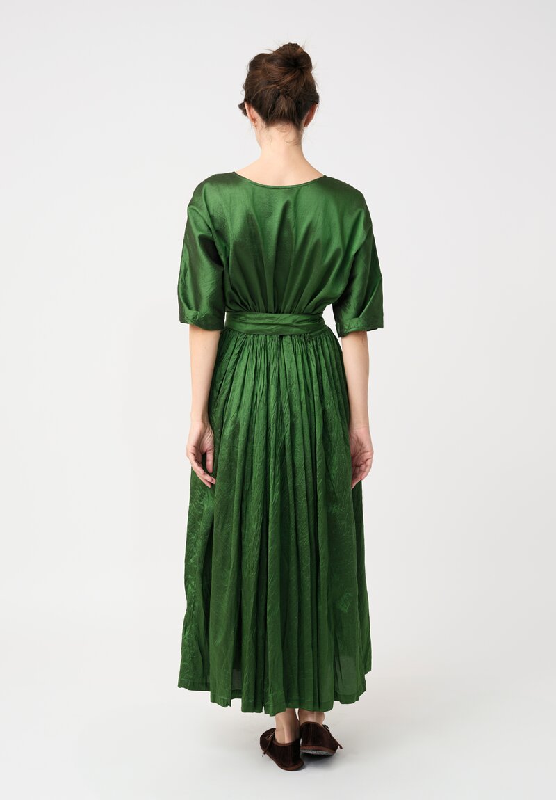 Christian Peau Silk Dress in Emerald Green