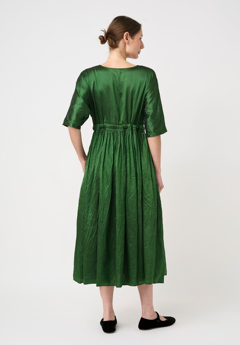 Christian Peau Silk Short Sleeve Dress in Emerald Green