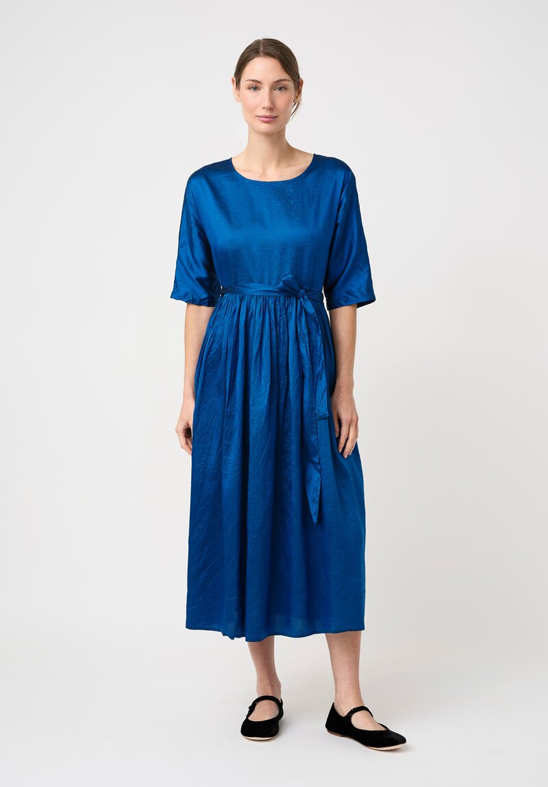 Christian Peau Silk Short Sleeve Dress in Ocean Blue