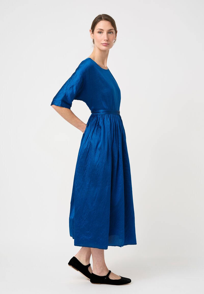 Christian Peau Silk Short Sleeve Dress in Ocean Blue