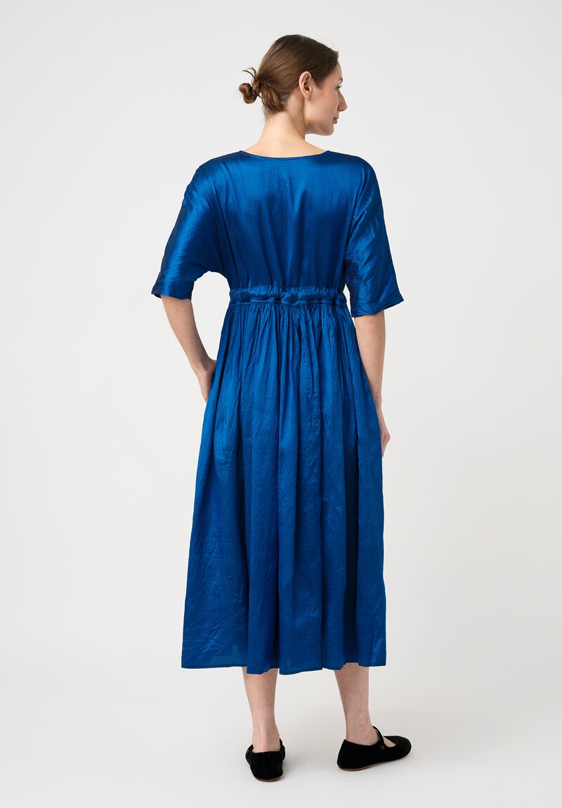 Christian Peau Silk Short Sleeve Dress in Ocean Blue