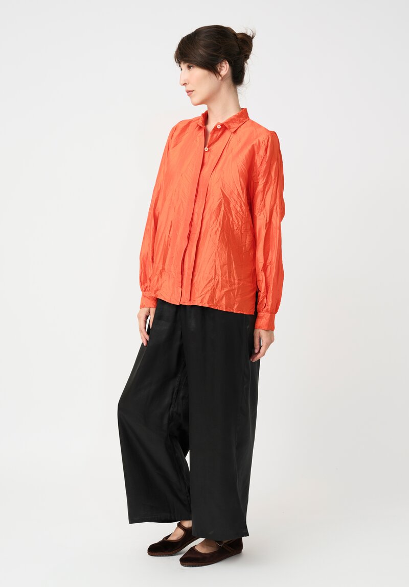 Christian Peau Silk Button-Down Top in Orange