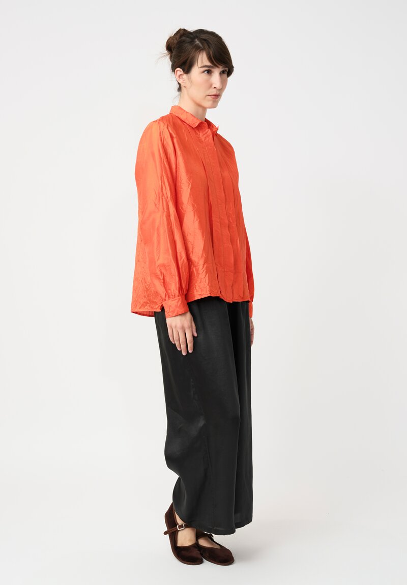 Christian Peau Silk Button-Down Top in Orange