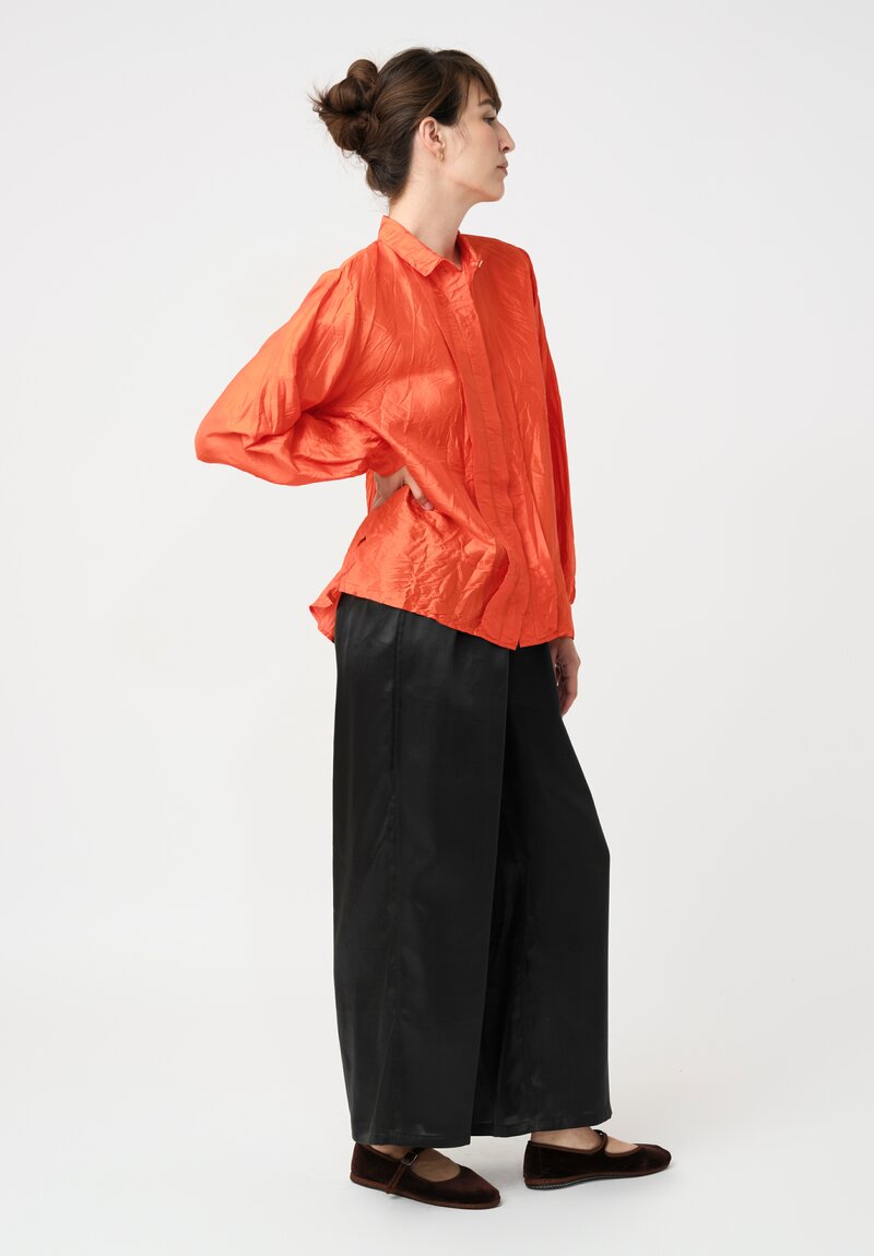 Christian Peau Silk Button-Down Top in Orange