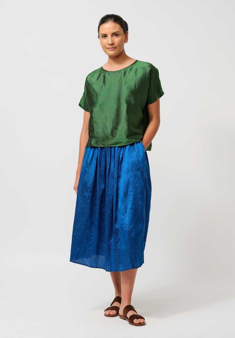 Christian Peau Silk Skirt in Ocean Blue