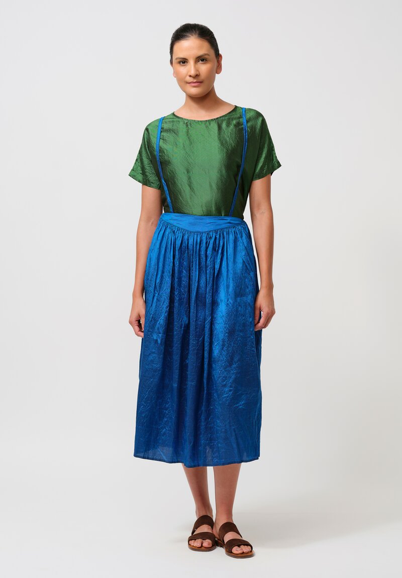 Christian Peau Silk Skirt in Ocean Blue