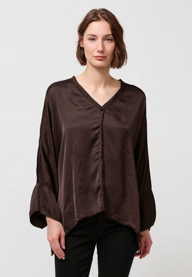 Jaga Satin Layla Blouse in Chocolate