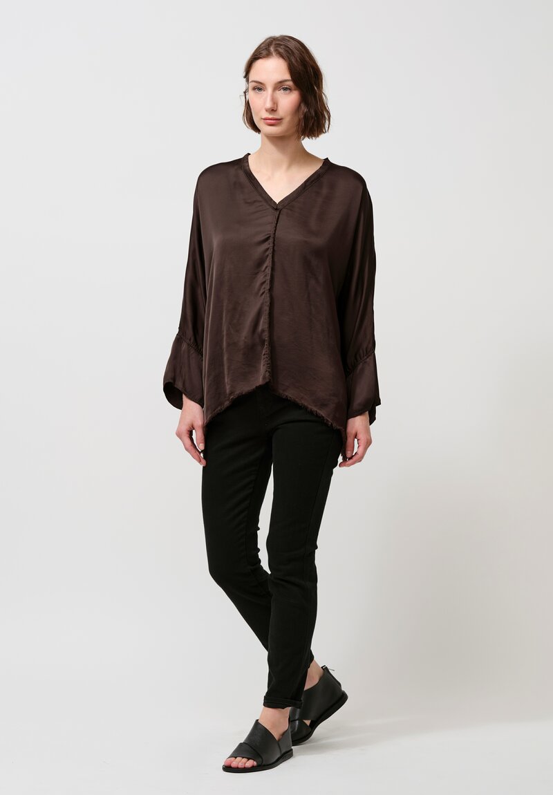 Jaga Satin Layla Blouse in Chocolate