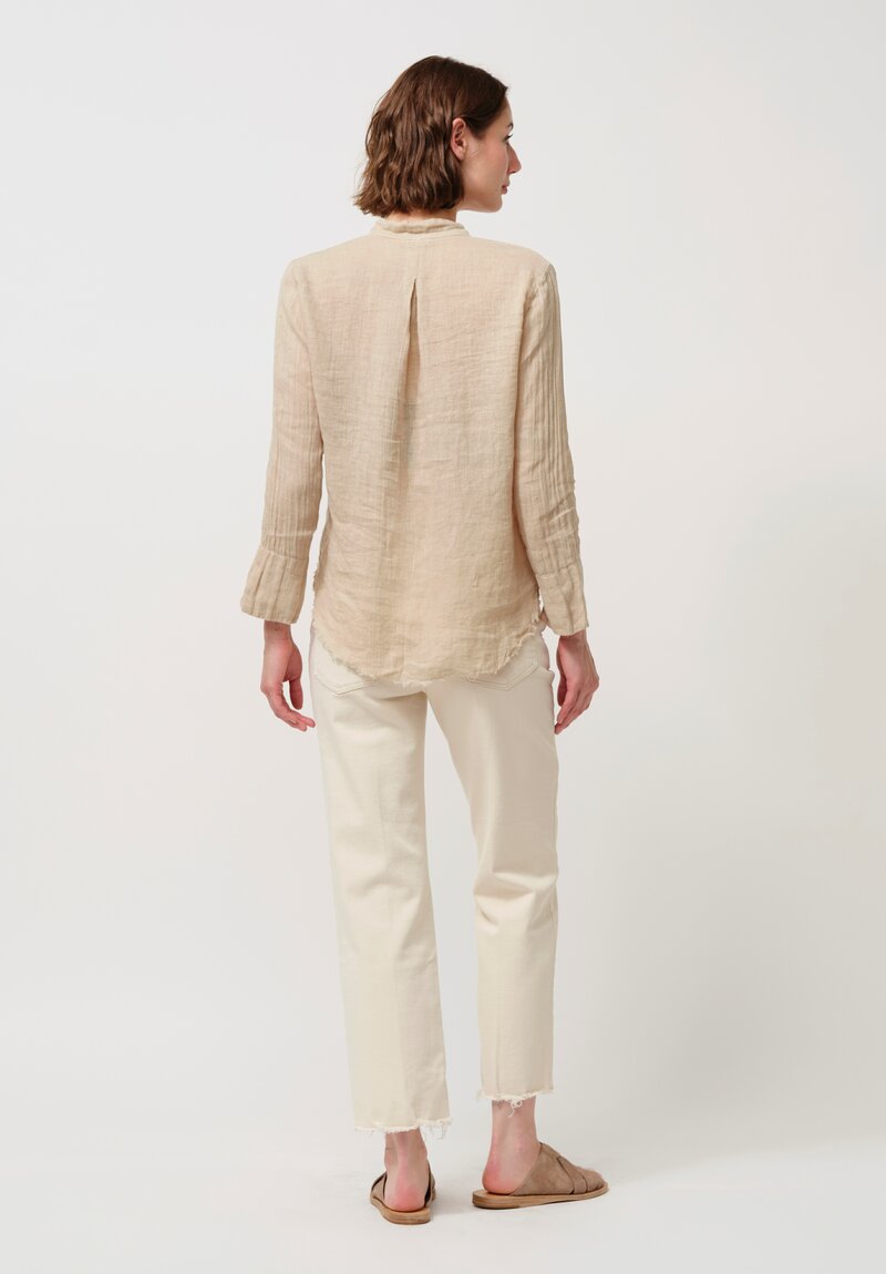 Jaga Linen Sofia Deep V-Neck Top in Oatmeal