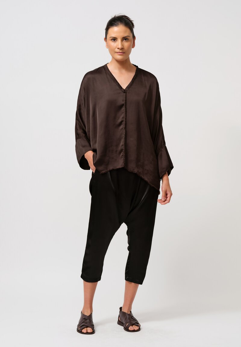 Jaga Satin Saroul Pants in Jet Black