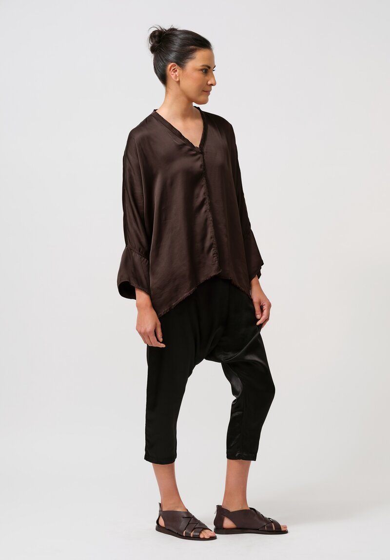 Jaga Satin Saroul Pants in Jet Black