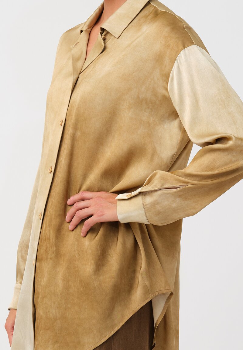 Uma Wang Silk Tyesha Button-Down Top in Buttercream