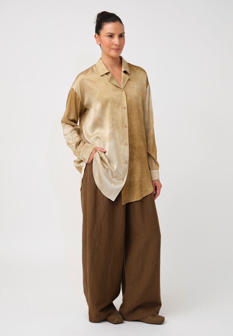 Uma Wang Silk Tyesha Button-Down Top in Buttercream