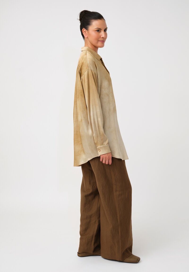 Uma Wang Silk Tyesha Button-Down Top in Buttercream