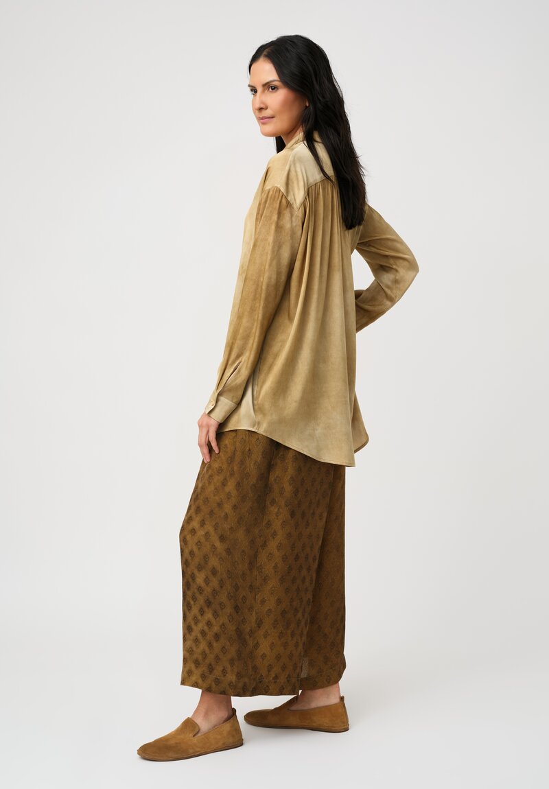 Uma Wang Silk Tyesha Button-Down Top in Tan Buttercream