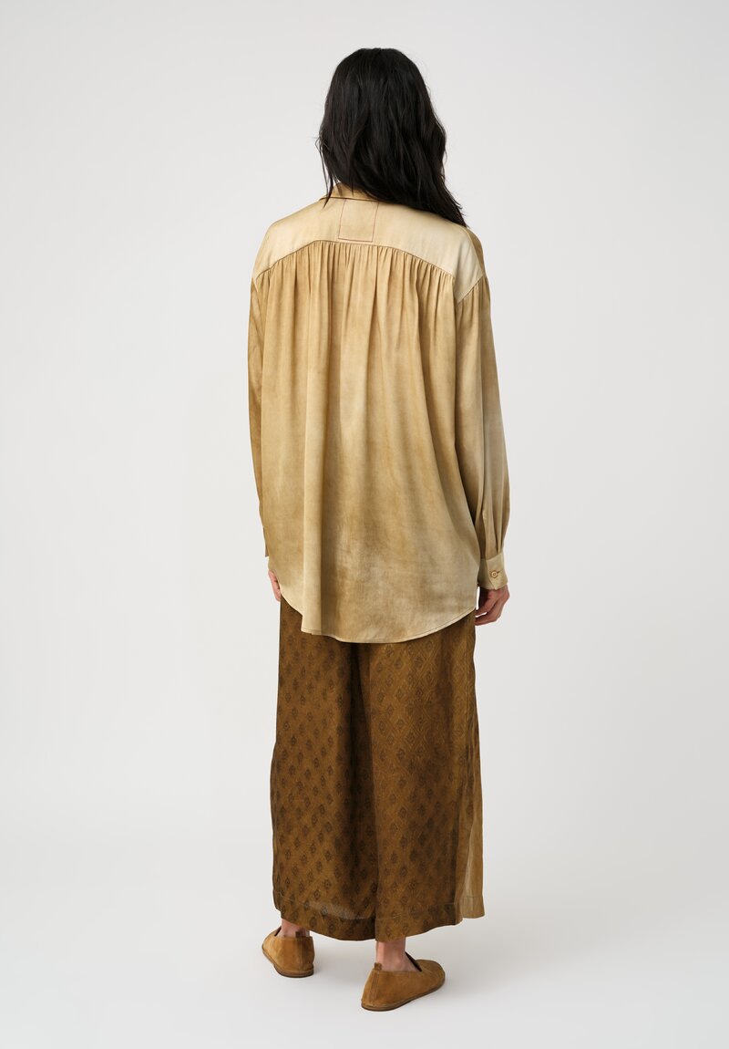 Uma Wang Silk Tyesha Button-Down Top in Tan Buttercream