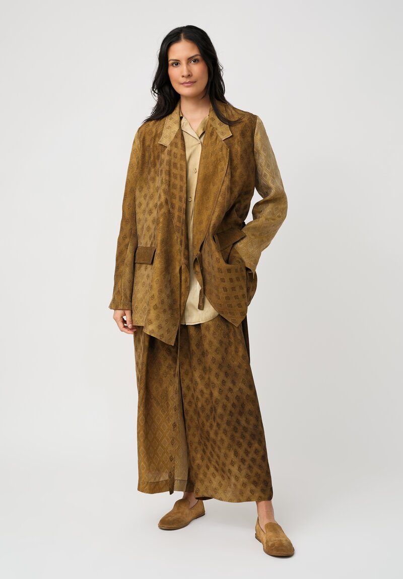 Uma Wang Silk Tyesha Button-Down Top in Tan Buttercream