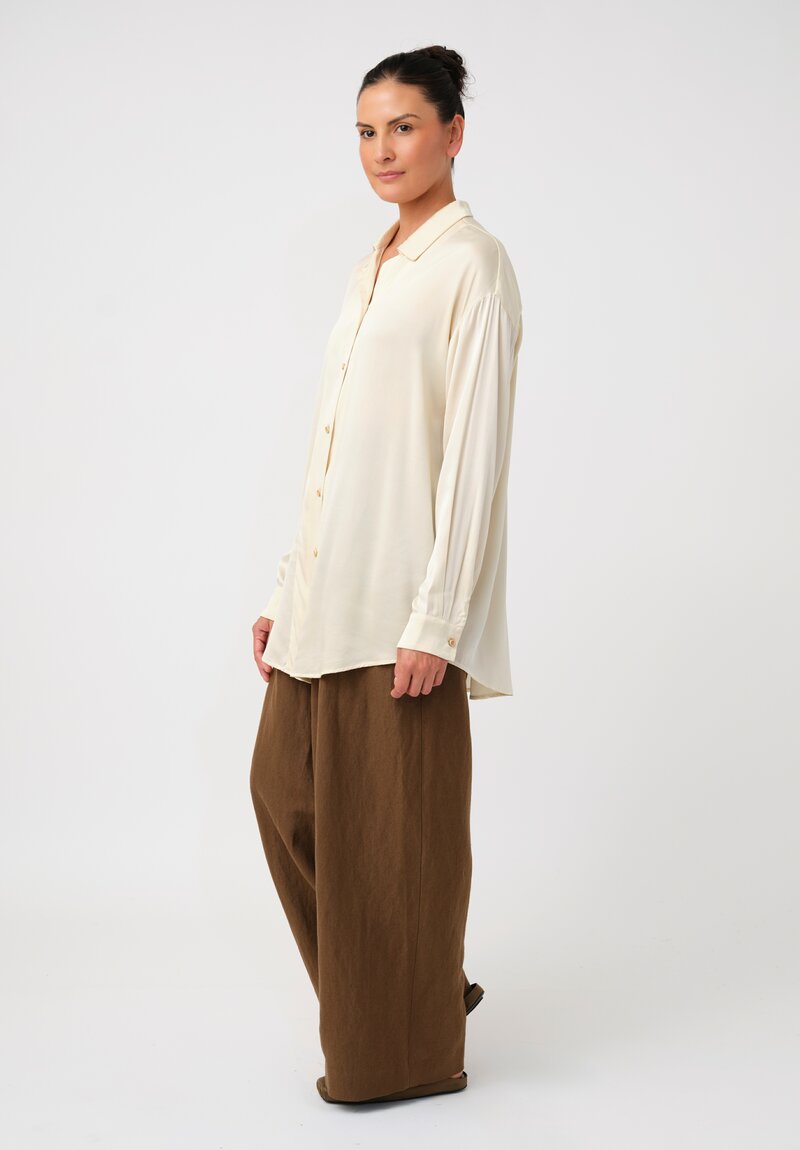 Uma Wang Silk Tyesha Button-Down Top in Cream