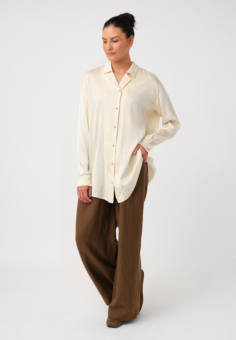 Uma Wang Silk Tyesha Button-Down Top in Cream