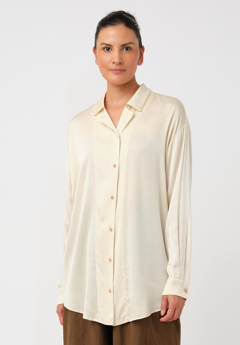 Uma Wang Silk Tyesha Button-Down Top in Cream