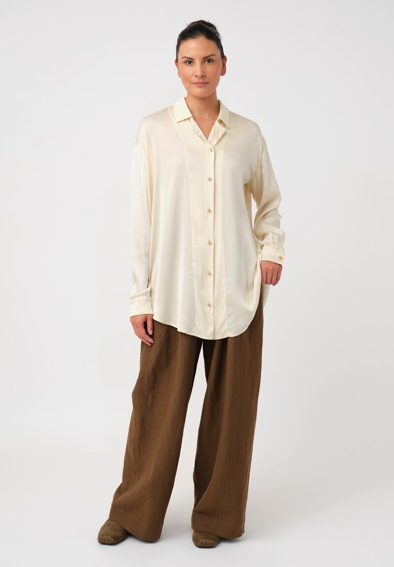 Uma Wang Silk Tyesha Button-Down Top in Cream