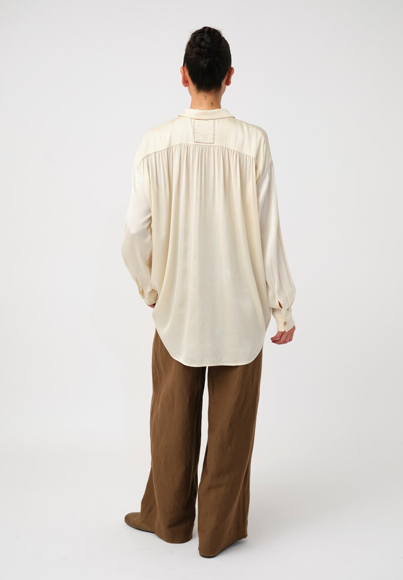 Uma Wang Silk Tyesha Button-Down Top in Cream