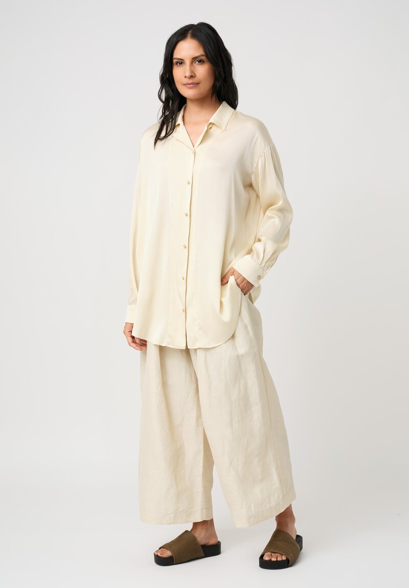 Uma Wang Silk Tyesha Button-Down Top in Creamy White