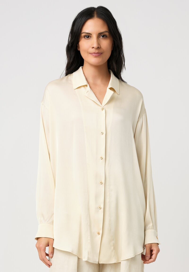 Uma Wang Silk Tyesha Button-Down Top in Creamy White
