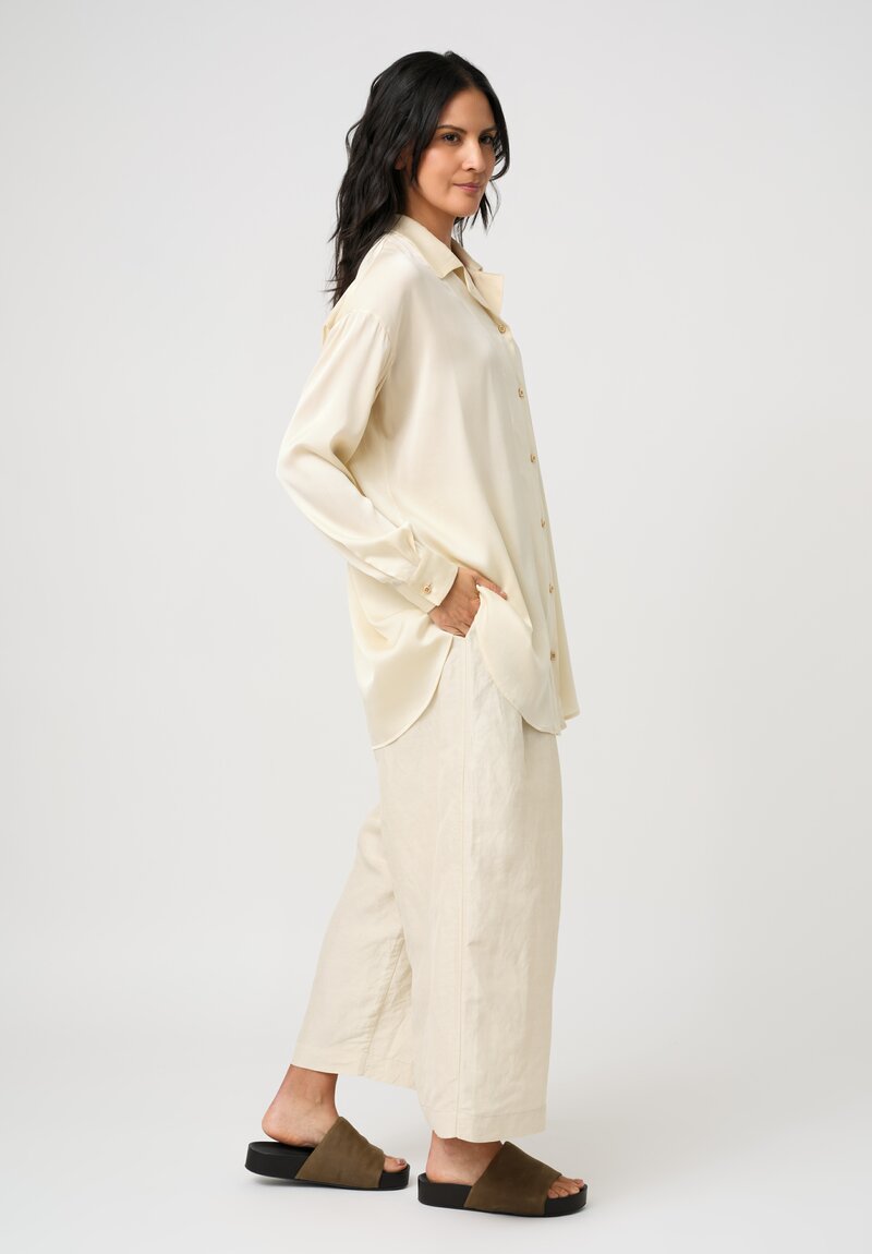 Uma Wang Silk Tyesha Button-Down Top in Creamy White