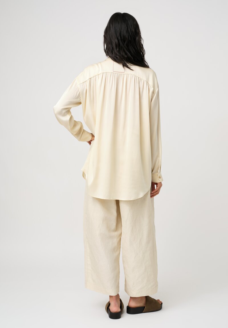 Uma Wang Silk Tyesha Button-Down Top in Creamy White