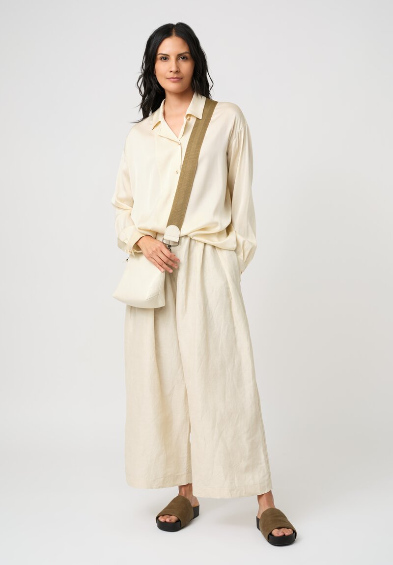Uma Wang Silk Tyesha Button-Down Top in Creamy White