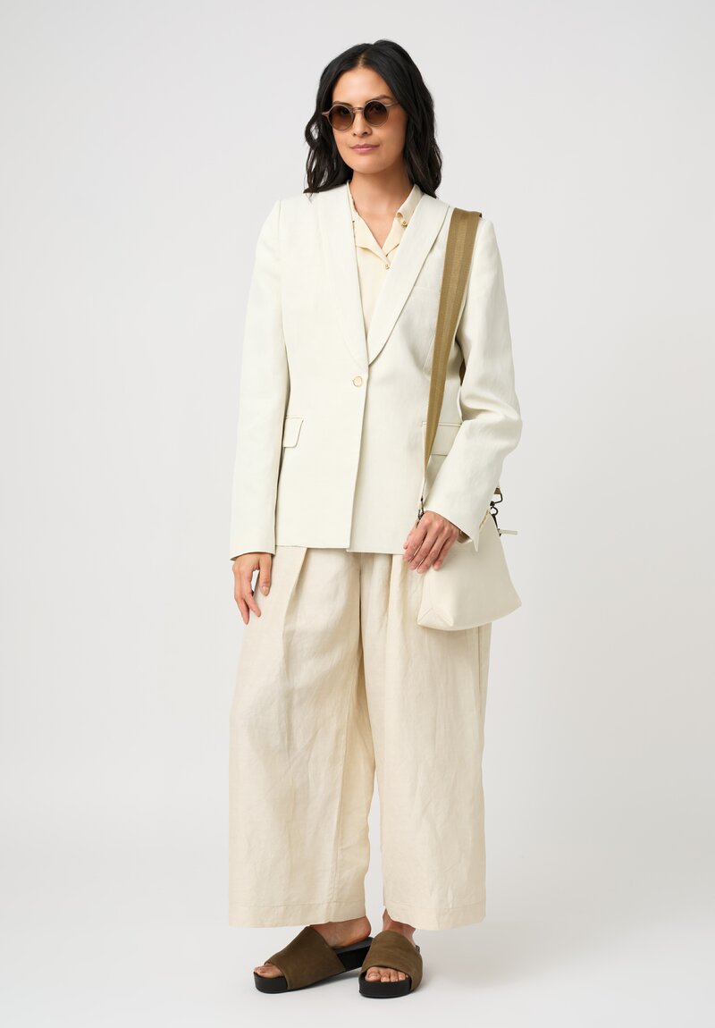Uma Wang Silk Tyesha Button-Down Top in Creamy White