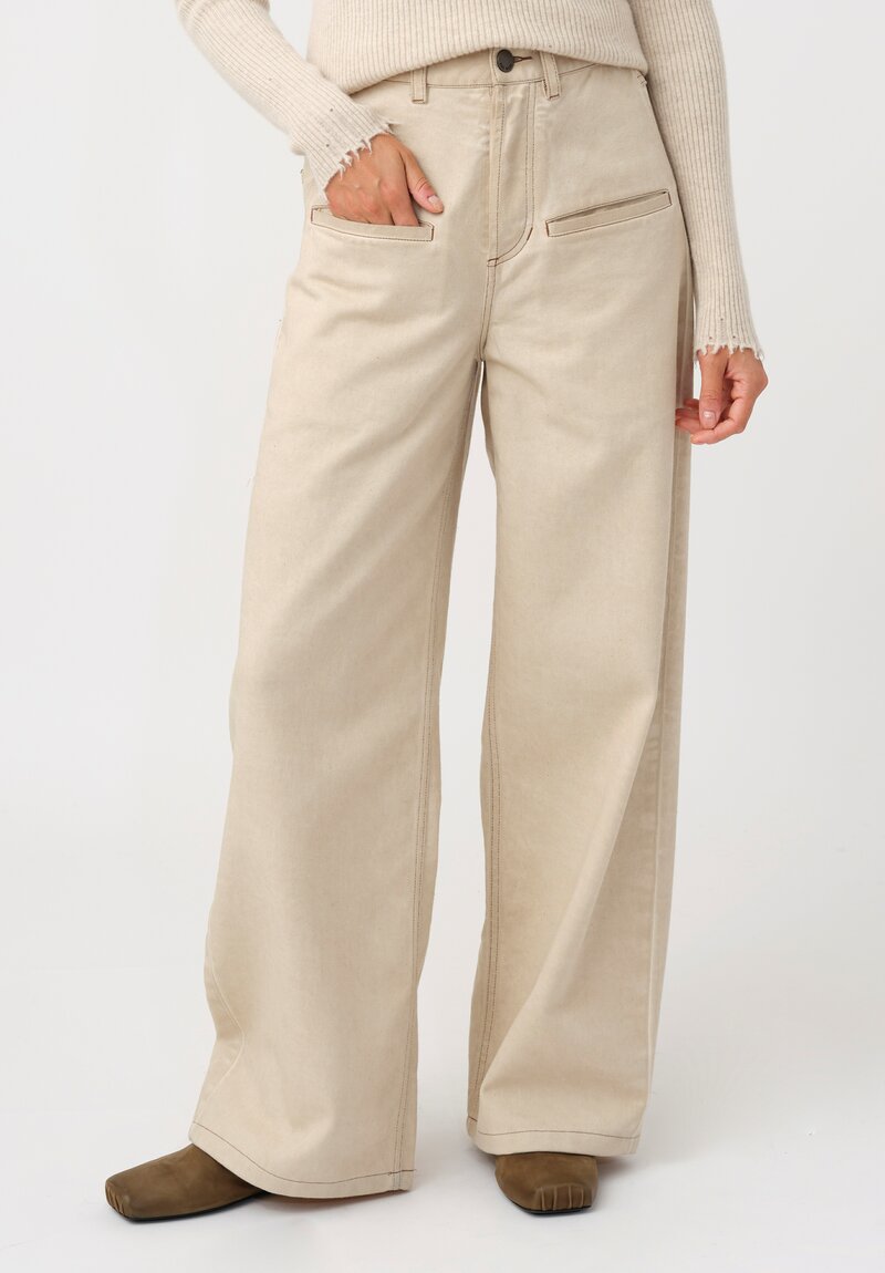 Uma Wang Wide-Leg Cotton Soho Jeans in Antique Pearl