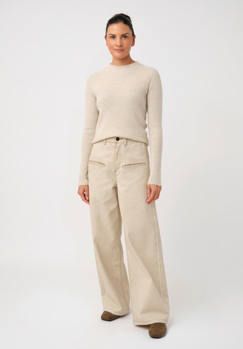 Uma Wang Wide-Leg Cotton Soho Jeans in Antique Pearl