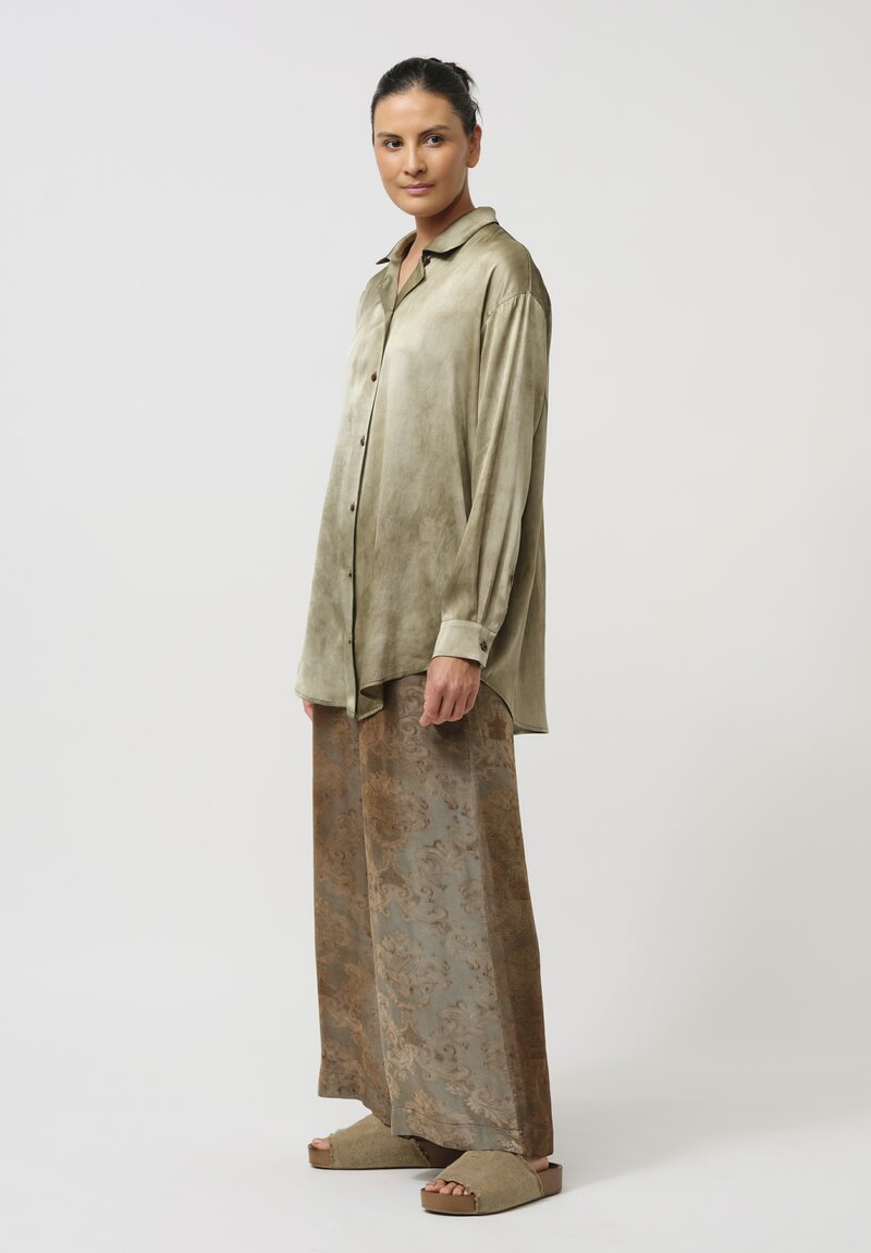 Uma Wang Jacquard Pansy Pants in Rusted Sage