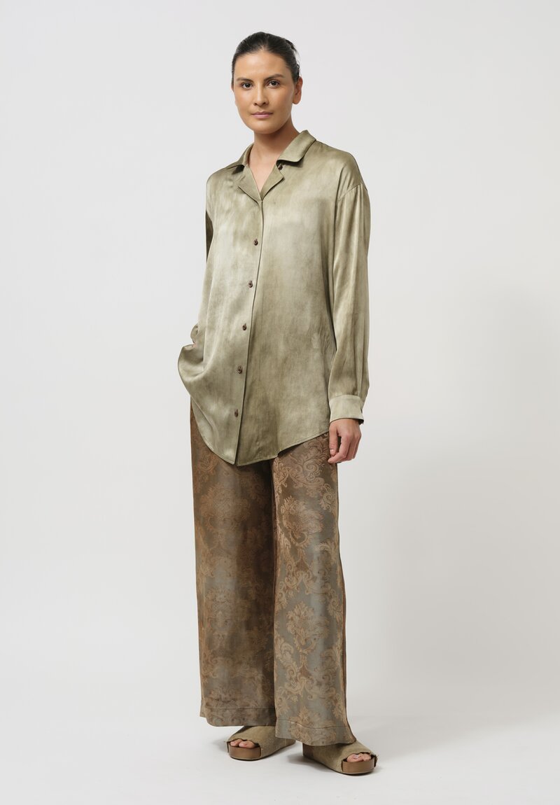 Uma Wang Jacquard Pansy Pants in Rusted Sage