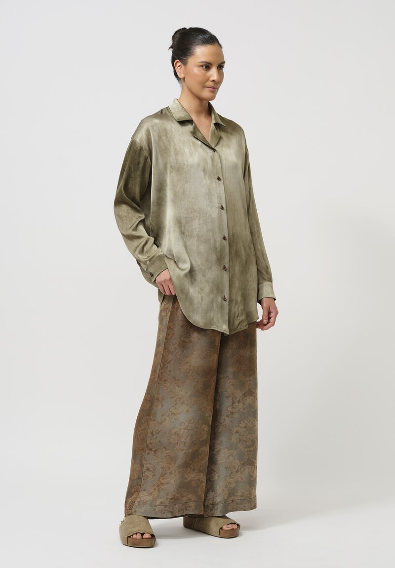 Uma Wang Jacquard Pansy Pants in Rusted Sage