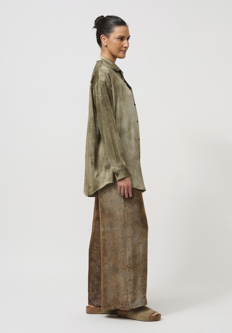 Uma Wang Jacquard Pansy Pants in Rusted Sage