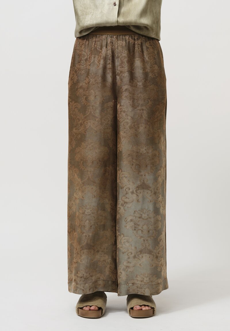 Uma Wang Jacquard Pansy Pants in Rusted Sage