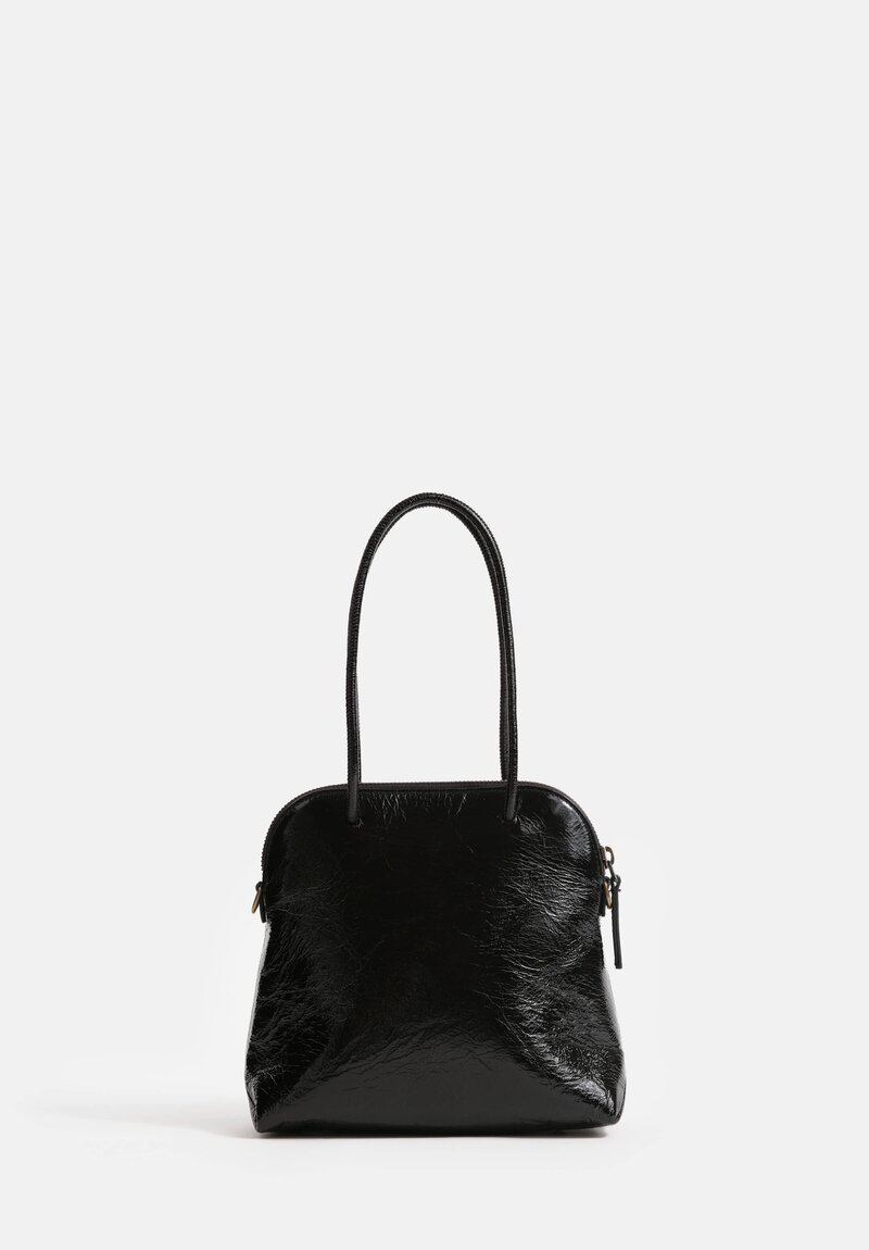 Uma Wang Small Laminated Calfskin Leather Satchel Jet Black