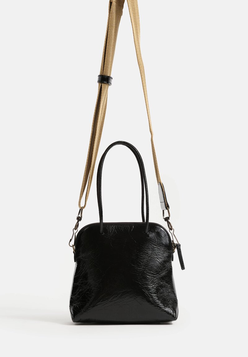 Uma Wang Small Laminated Calfskin Leather Satchel Jet Black