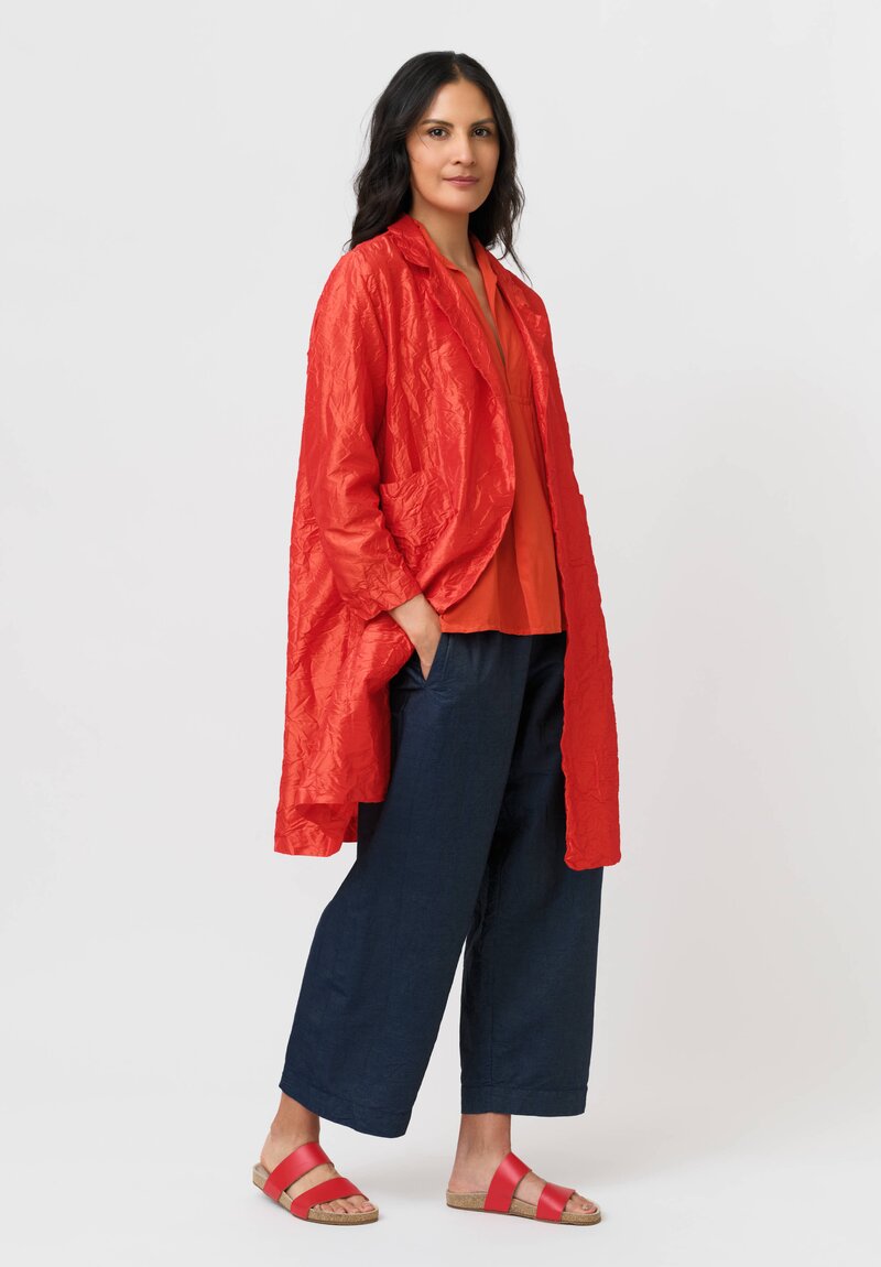 Daniela Gregis Washed Silk Punto Bianco Coat in Red Arancio