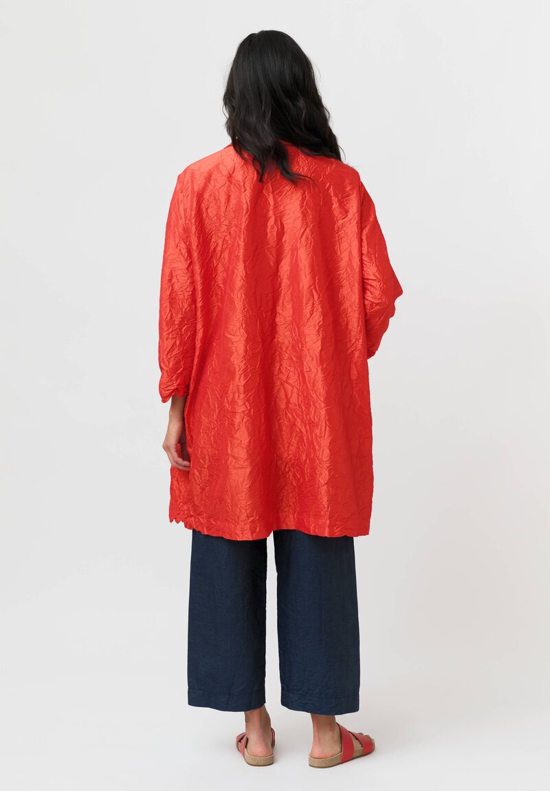Daniela Gregis Washed Silk Punto Bianco Coat in Red Arancio