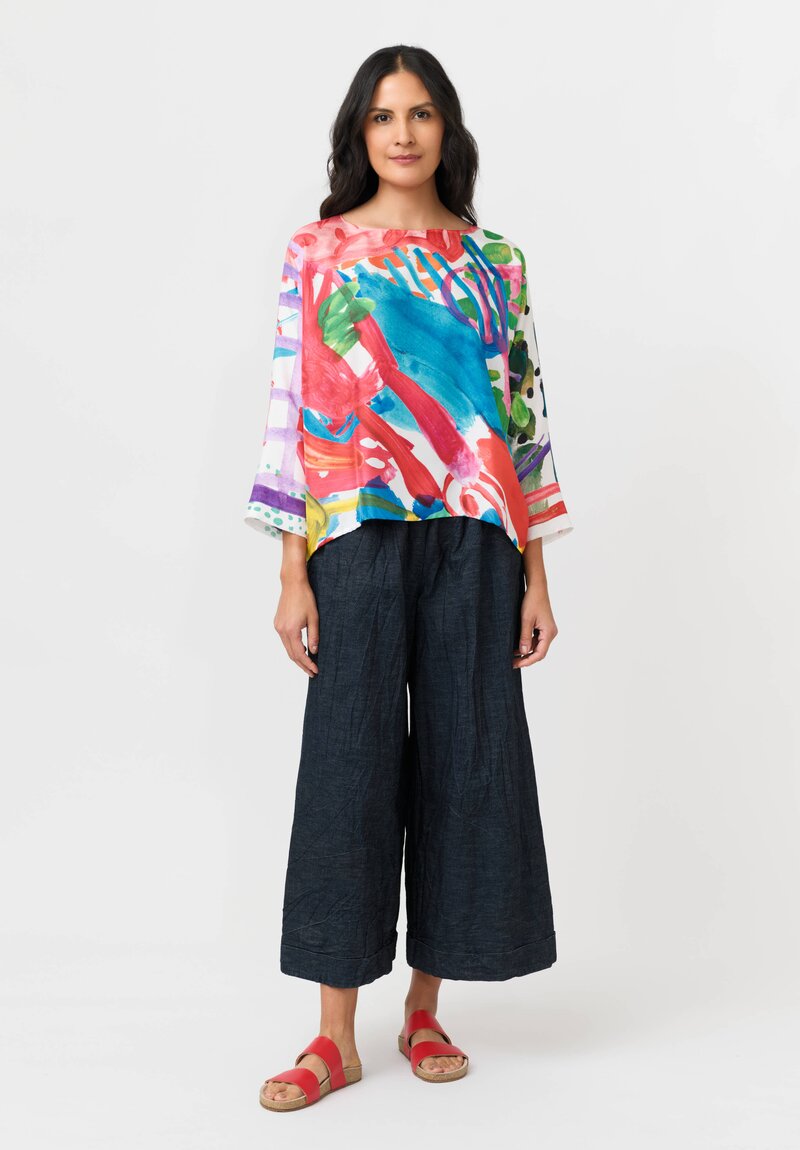 Daniela Gregis Silk Peperoncino Drawing Print Round Neck Top