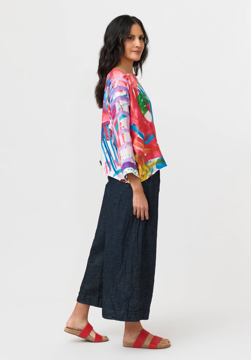Daniela Gregis Silk Peperoncino Drawing Print Round Neck Top