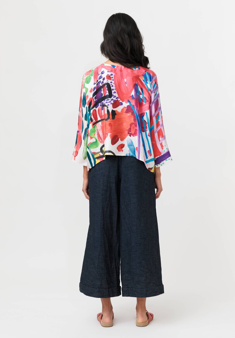 Daniela Gregis Silk Peperoncino Drawing Print Round Neck Top