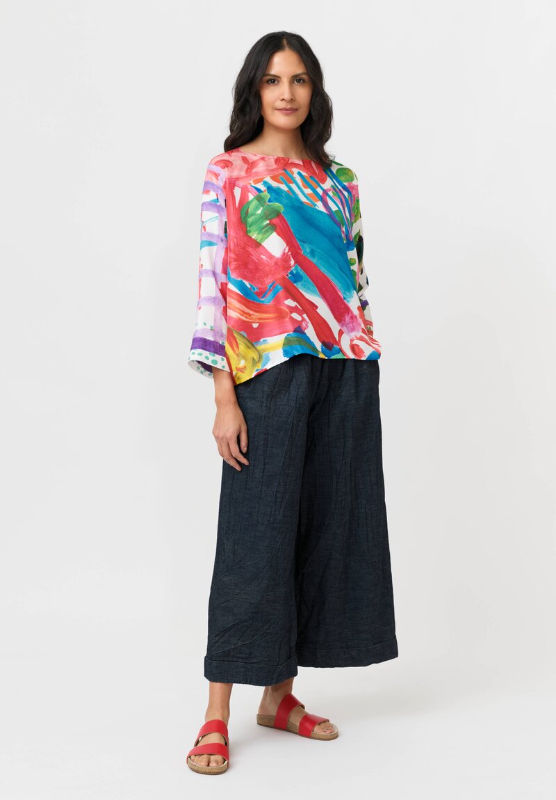 Daniela Gregis Silk Peperoncino Drawing Print Round Neck Top