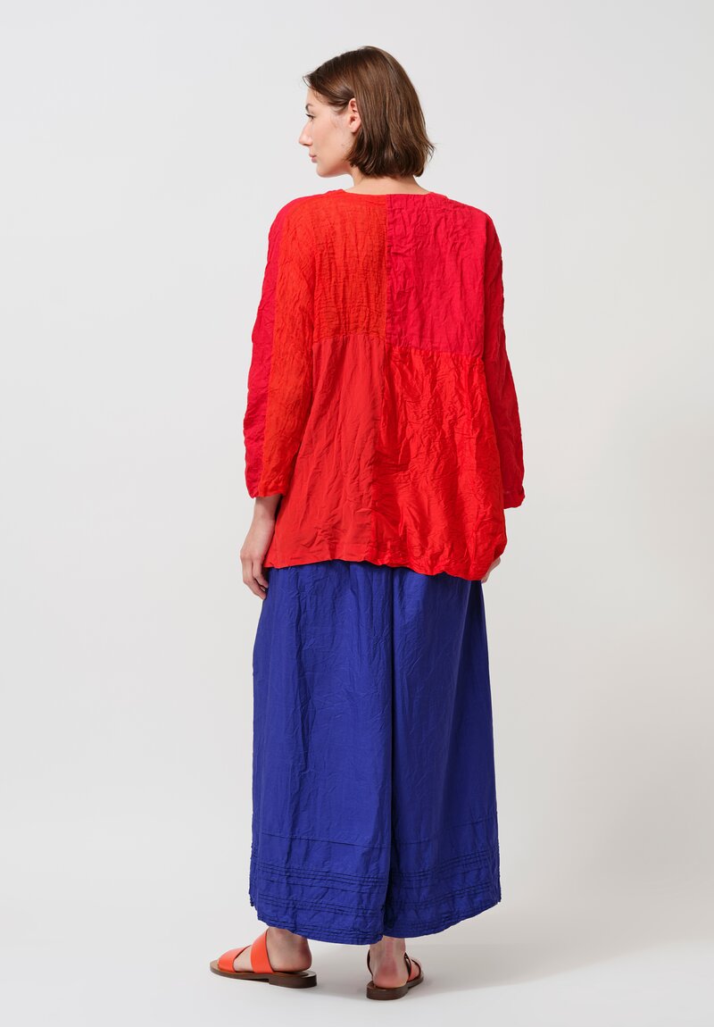 Daniela Gregis Washed Silk Linen Meta Shirt in Rosso Red