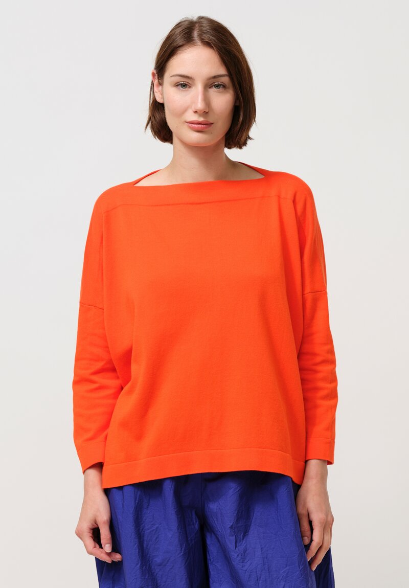 Daniela Gregis Cotton Barchetta Boatneck Sweater in Orange