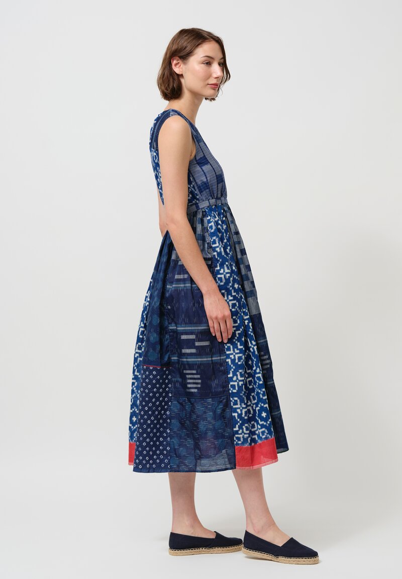 Injiri Cotton & Silk Sleeveless Wrap Dress in Indigo Blue